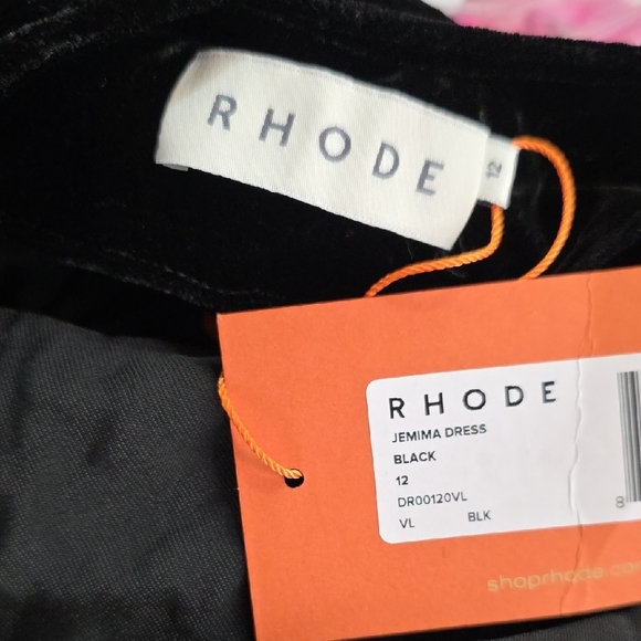NWT RHODE JEMIMA SLIP STYLE BLACK VELVET MAXI DRESS SIZE 12 - Picture 7 of 7